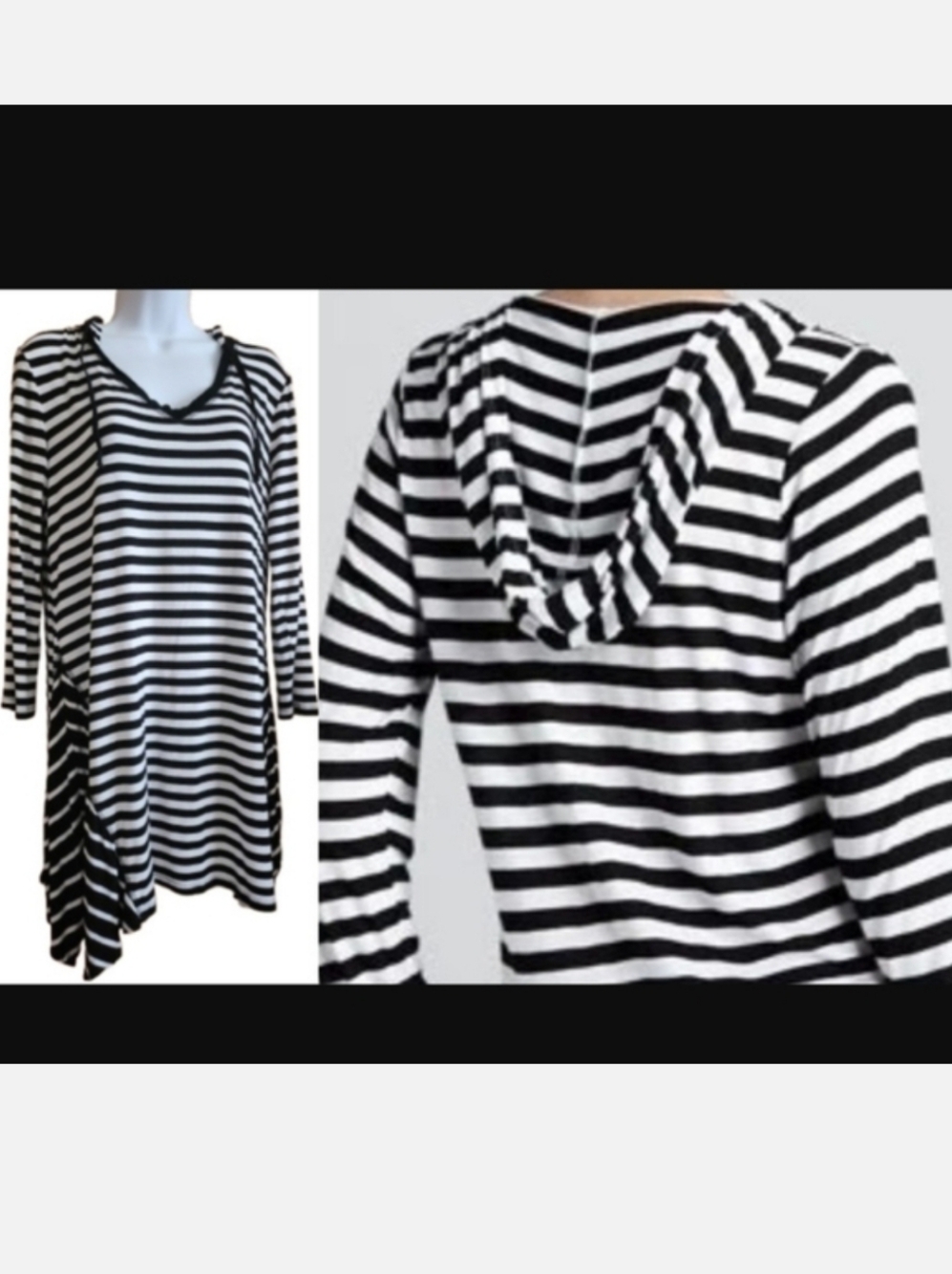 Cable&Gauge Striped Long Sleeve Tunic Top Size L